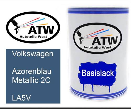 Volkswagen, Azorenblau Metallic 2C, LA5V: 500ml Lackdose, von ATW Autoteile West.